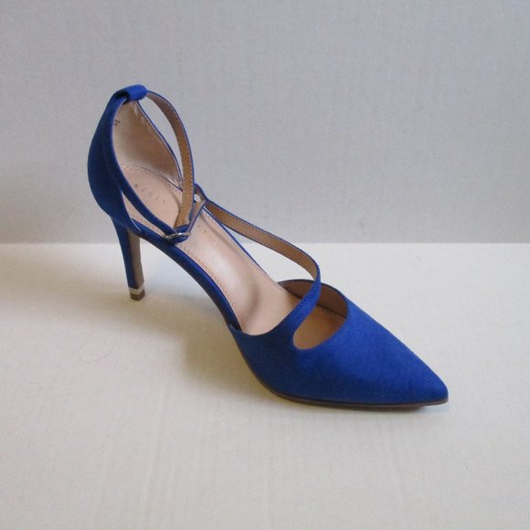 Kelly and Katie Royal Blue Suede D'orsay 'SEVAMA' Strappy Pumps